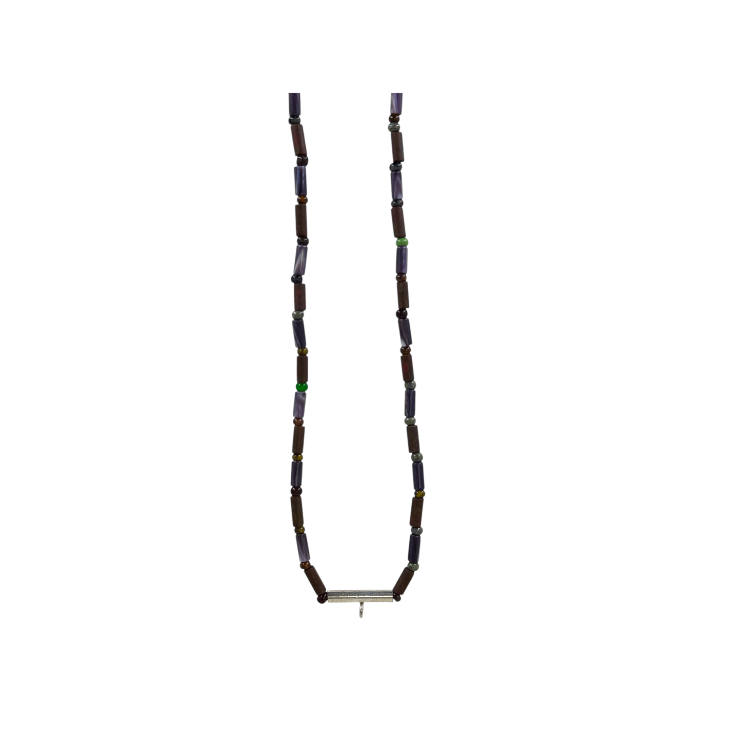 Purple Wampum & Colored glass beads necklace.