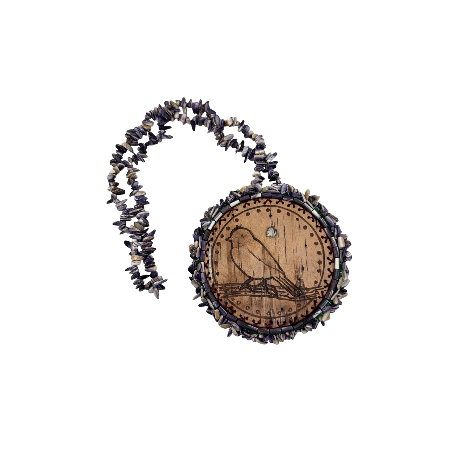 Wampum & Birch bark medallion